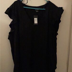City Chic Elegant Black Flutter Sleeve Blouse